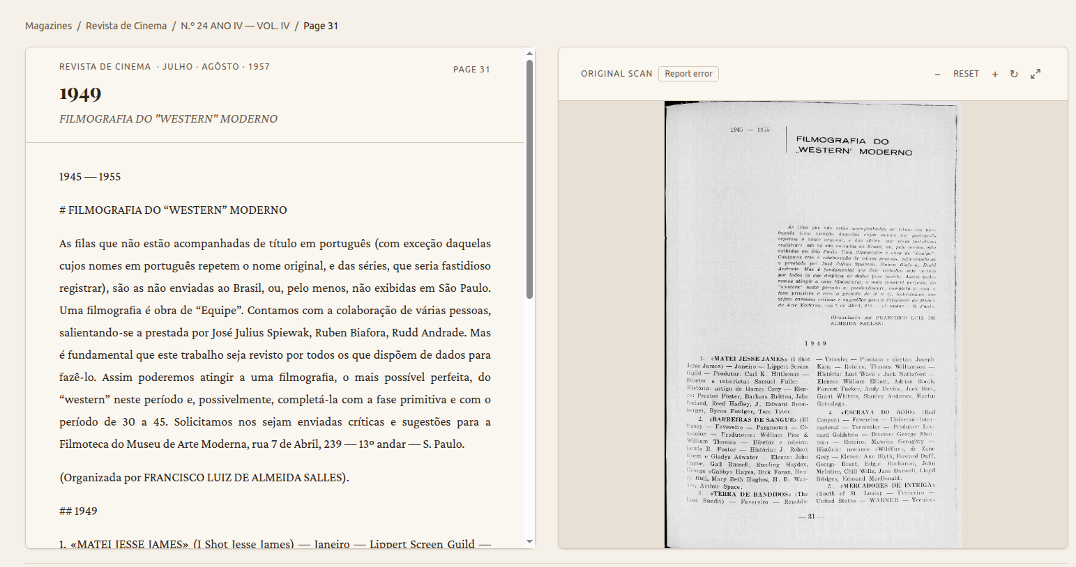 The archive's reading interface