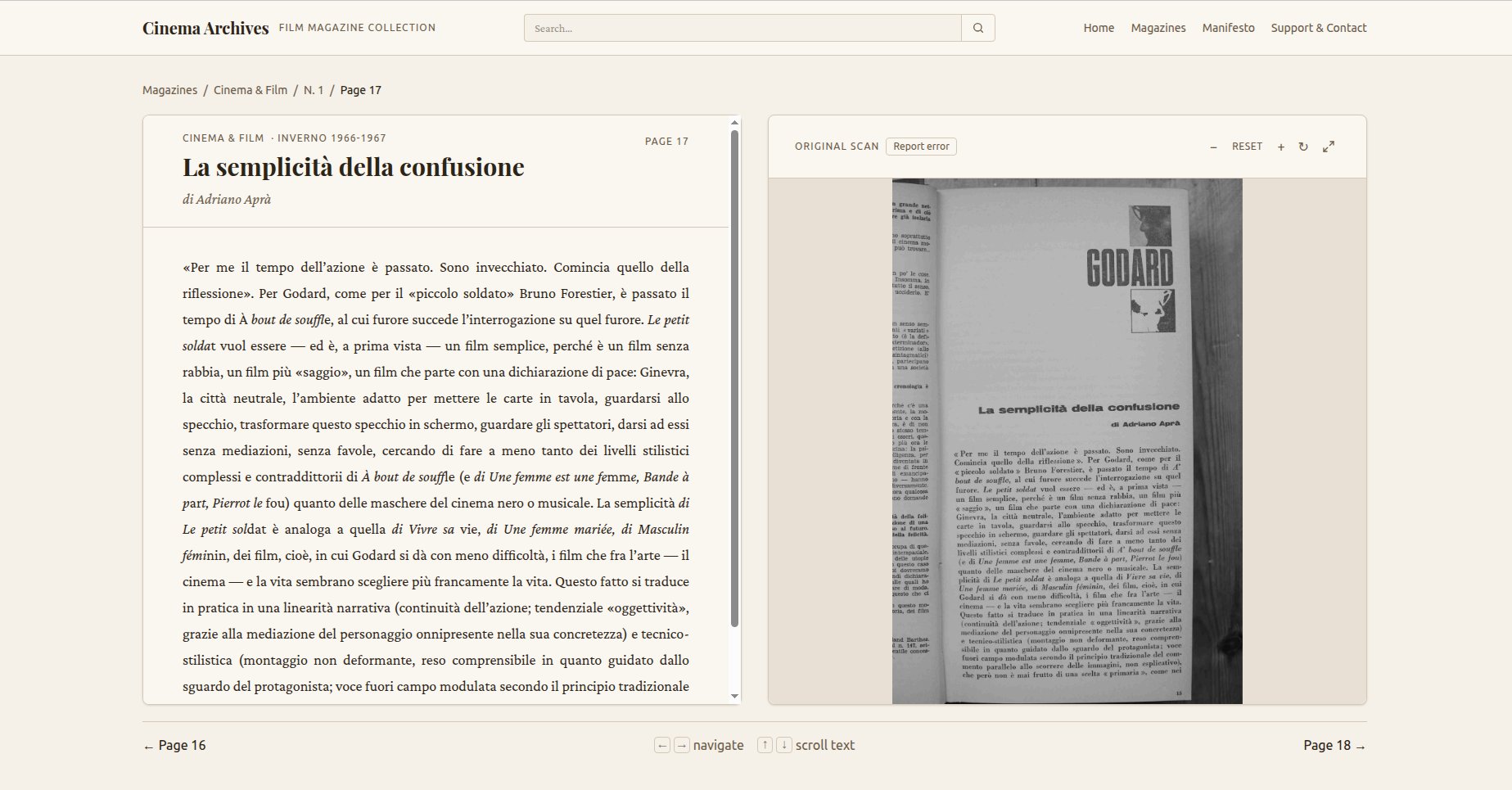 Full-text search across the archive